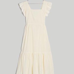 NWT Madewell Ruffle-Strap Tiered Midi Dress in Textural Stripe